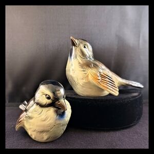 🐦 Vtg. Goebel Porcelain Sparrows Bird Figurine Set Made In West Germany